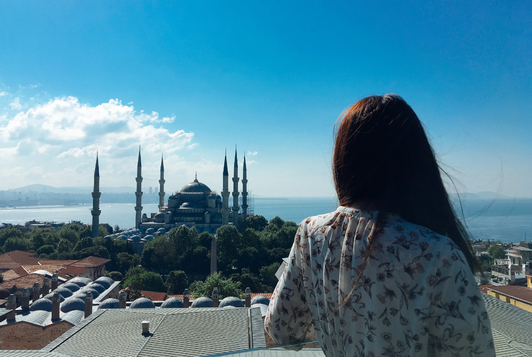 イスタンブールのおすすめホテル「ホテルアルカディアブルー」から見えるブルーモスク